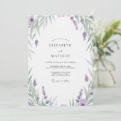 Invitation Mariage Améthyste Perle Argentée Feuillue (Debout devant)