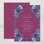 Invitation Mariage Améthyste Pervenche Anémone (Devant / Derrière)
