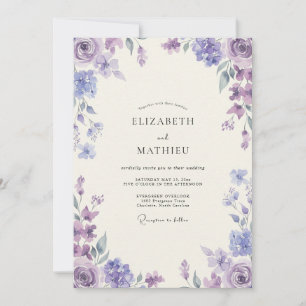 Invitation Mariage Améthyste Pervenche Ranunculus Eucalyptus