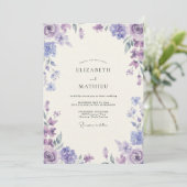 Invitation Mariage Améthyste Pervenche Ranunculus Eucalyptus (Debout devant)