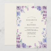 Invitation Mariage Améthyste Pervenche Ranunculus Eucalyptus (Devant / Derrière)