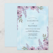 Invitation Mariage Améthyste Pervenche Wisteria (Devant / Derrière)