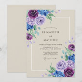 Invitation Mariage Améthyste Pérywinkle Hydrangea Eucalyptus (Devant / Derrière)