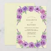 Invitation Mariage Améthyste Pétales de Citron (Devant / Derrière)
