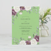 Invitation Mariage Améthyste Pétales de Pistache (Debout devant)