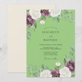 Invitation Mariage Améthyste Pétales de Pistache (Devant / Derrière)