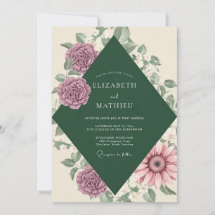 Invitation Mariage Améthyste Pin Feuillage Eucalyptus
