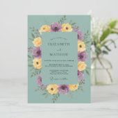 Invitation Mariage Améthyste Ranunculus Doré Eucalyptus (Debout devant)