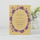 Invitation Mariage Améthyste Ranunculus Sage Or (Debout devant)