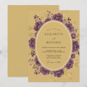 Invitation Mariage Améthyste Ranunculus Sage Or (Devant / Derrière)