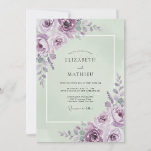 Invitation Mariage Améthyste Sage Pivoine