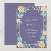 Invitation Mariage Améthyste Téalgue Ranunculus Eucalyptus (Devant / Derrière)