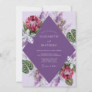 Invitation Mariage Améthyste Tropical Protea Eucalyptus