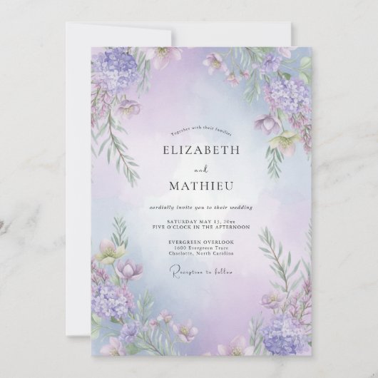 Invitation Mariage Améthyste Violet Wisteria (Devant)