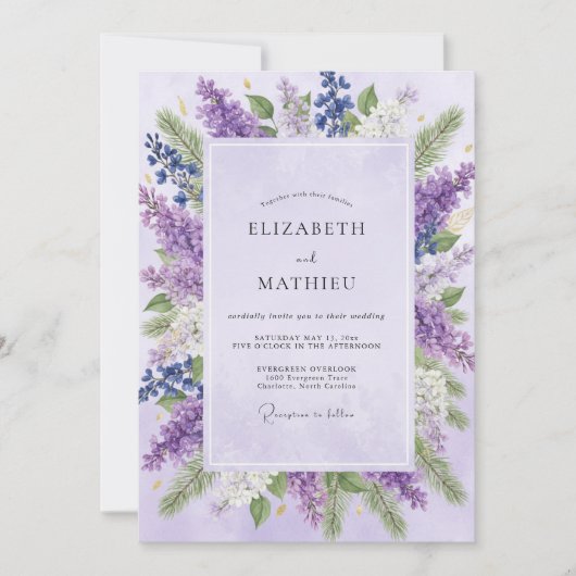 Invitation Mariage Améthyste Wisteria (Devant)