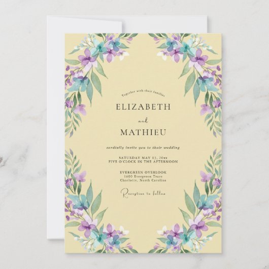 Invitation Mariage Améthyste Wisteria Beurre (Devant)