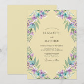 Invitation Mariage Améthyste Wisteria Beurre (Devant / Derrière)