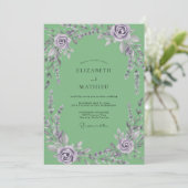 Invitation Mariage Améthyste Wisteria Menthe (Debout devant)