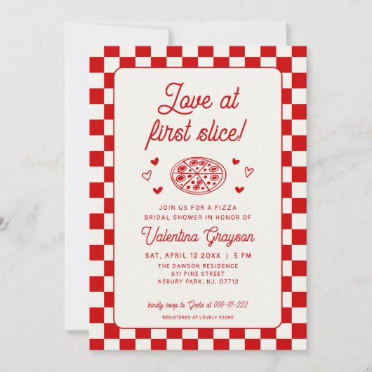 Invitation Mariage Amour à la Première Tranche de Pizza (Devant)