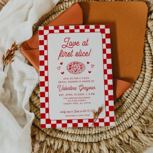 Invitation Mariage Amour à la Première Tranche de Pizza