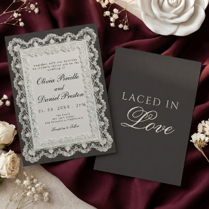 Invitation Mariage Amour à l'ancienne Broderie Anglaise