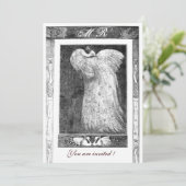 Invitation MARIAGE AMOUR MONOGRAMME PAON , noir et blanc (Debout devant)