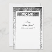 Invitation MARIAGE AMOUR MONOGRAMME PAON , noir et blanc (Dos)