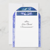 Invitation MARIAGE AMOUR PAON INITIALES Bleu Blanc (Dos)