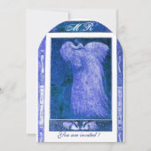 Invitation MARIAGE AMOUR PAON MONOGRAMME Bleu Blanc (Devant)