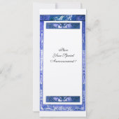 Invitation MARIAGE AMOUR PAON MONOGRAMME Bleu Blanc Champagne (Dos)