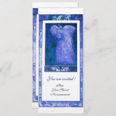 Invitation MARIAGE AMOUR PAON MONOGRAMME Bleu Blanc Champagne (Devant / Derrière)