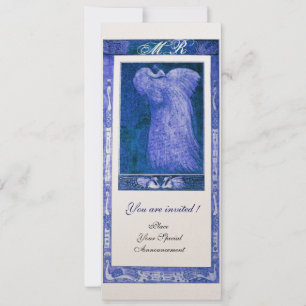 Invitation MARIAGE AMOUR PAON MONOGRAMME Champagne Blanc Bleu