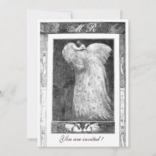 Invitation MARIAGE AMOUR PAON MONOGRAMME, noir et blanc