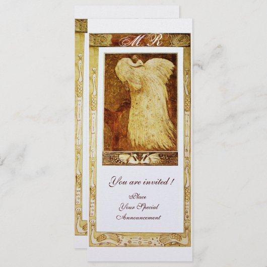 Invitation MARIAGE AMOUR PAON MONOGRAMME Perle Blanche (Devant / Derrière)