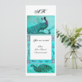 Invitation MARIAGE AMOUR PAONS INITIALES bleu blanc (Debout devant)