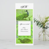 Invitation MARIAGE AMOUR PAONS INITIALES vert blanc (Debout devant)