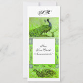 Invitation MARIAGE AMOUR PAONS INITIALES vert blanc (Dos)