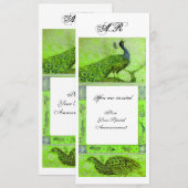 Invitation MARIAGE AMOUR PAONS INITIALES vert blanc (Devant / Derrière)