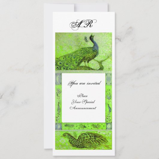 Invitation MARIAGE AMOUR PAONS INITIALES vert blanc (Devant)