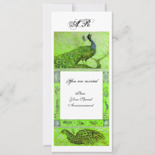 Invitation MARIAGE AMOUR PAONS INITIALES vert blanc