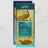 Invitation MARIAGE AMOUR PAONS MONOGRAMME marron bleu jaune (Devant / Derrière)