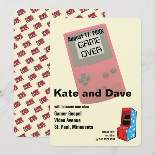 Invitation Mariage Amusant de Joueur de Vidéo Incroyable (Devant / Derrière)