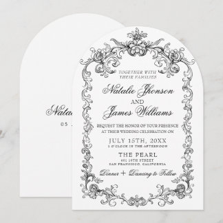 Invitation Mariage Ancien Argent Noir Et Blanc À Arché