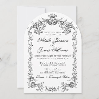 Invitation Mariage Ancien Argent Noir Et Blanc Arché