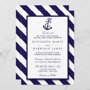Invitation Mariage Ancre bleu marine