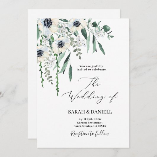 Invitation Mariage Anemone (Devant / Derrière)