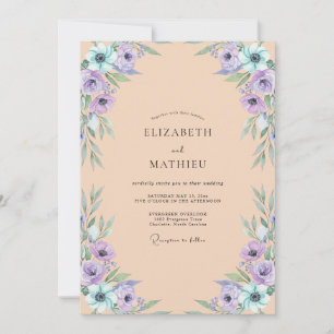 Invitation Mariage Anémone Abricot et Pervenche
