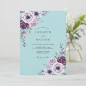 Invitation Mariage Anémone Aqua Abricot (Debout devant)