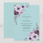 Invitation Mariage Anémone Aqua Abricot (Devant / Derrière)