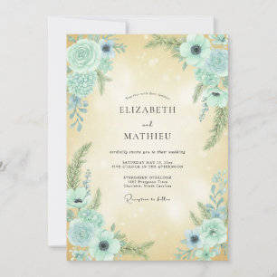 Invitation Mariage Anémone Aqua Champagne